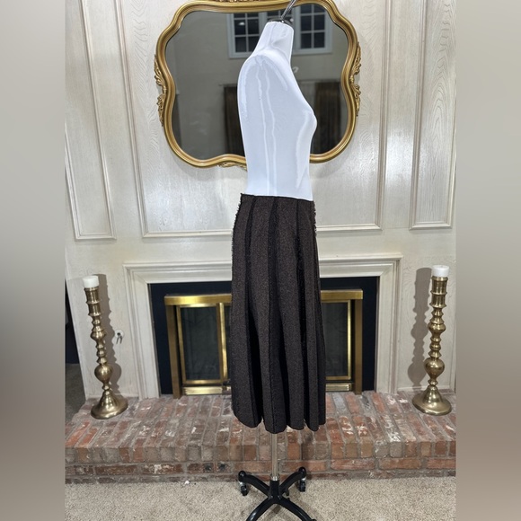 Multiples NWT Brown Textured A-Line Midi Skirt Size 14 | Frayed Seam Panels - Picture 7 of 10